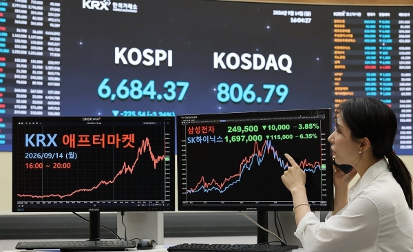 ▲지난 14일 서울 여의도 한국거래소 애프터마켓 모습. 연합뉴스